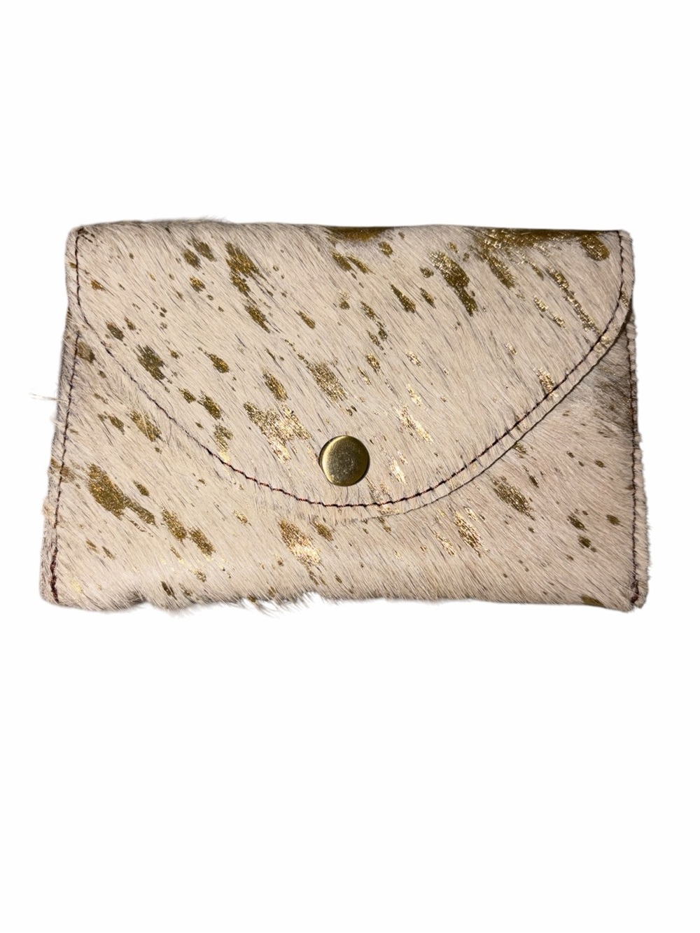 Genuine Calf Hair Leather Card Holder Metallic Gold Cowhide Wallet Western